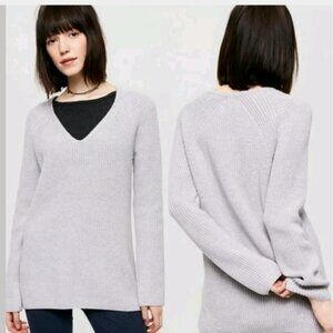 Lou & Grey Wool Knit V Neck Chunky Sweater Size XS